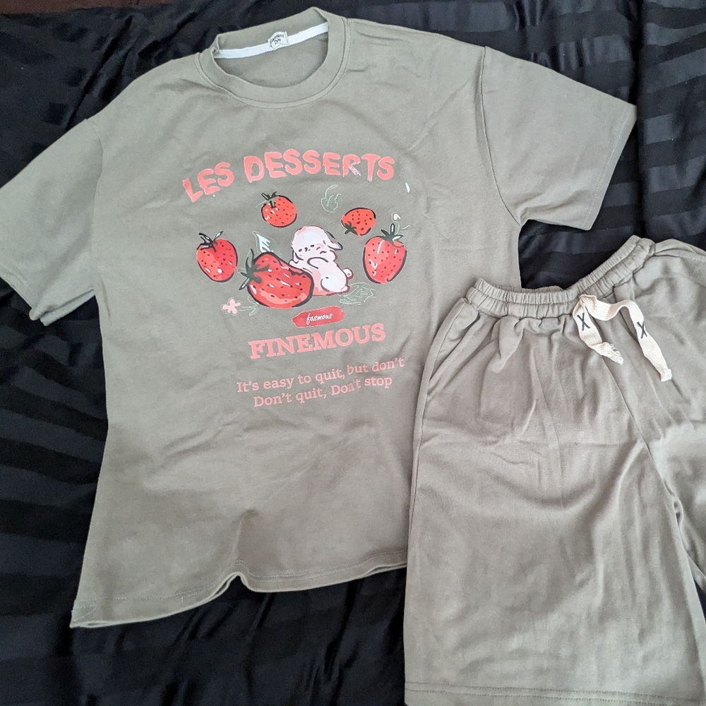 Cute bunny strawberry shirt and shorts